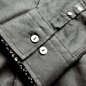 NWT Rose Stone Herringbone Black Dress Shirt